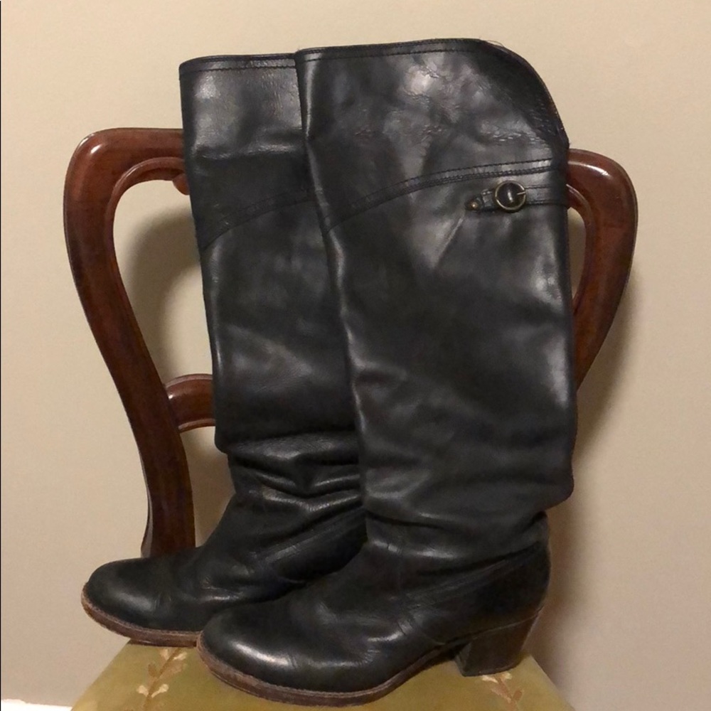 Tall Frye Black Leather Boots size 7.5